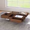 POVISON Mid Century Modern Coffee Table, Minimalist Wood Veneer Coffee Table with Multifunctional Storage for Living Room, 39.37'', Walnut - 3 of 4