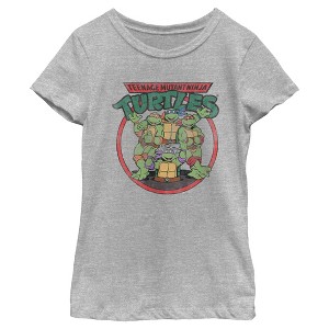 Girl's Teenage Mutant Ninja Turtles Distressed Ninjas Circle T-Shirt - 1 of 4
