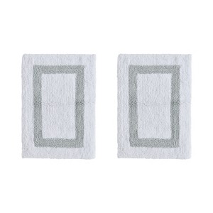 Hotel 2 PC Bath Rug 100% Premium Cotton Tufted Weave Two Tone Reversible Bathroom Rug, Super Soft Absorbent, Machine Washable Bath Mat - 1 of 4
