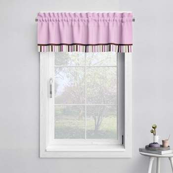 Bacati - Solid with Stripes Pink/Choc Window Valance