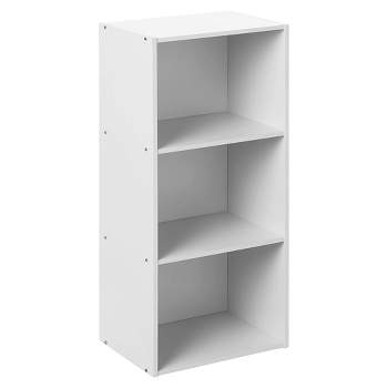 Hodedah High Quality 3 Shelf Home, Office, and School Organization Storage 35.70 Inch Tall Slim Bookcase Cabinets to Display Decor