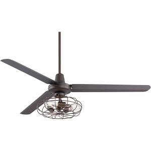 60" Casa Vieja Turbina DC Vintage Industrial Indoor Outdoor Ceiling Fan with LED Light Remote Control Oil Rubbed Bronze Damp Rated for Patio Exterior - 1 of 4