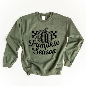 Simply Sage Market Women's Graphic Sweatshirt Checkered Pumpkin Season Cursive - 1 of 4