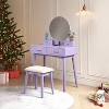 Okak Contemporary Wooden Vanity Desk with Stool, Makeup Vanity with Round Mirror and 4 Drawers, Girls Vanity for Bedroom, Dressing Room - 4 of 4