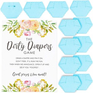 Sparkle and Bash The Dirty Diaper Game for Boy Baby Shower, Includes 12 Baby Blue Felt Diapers & 1 Instruction Sign - 1 of 4