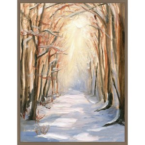 Amanti Art 23"x30" Path in Winter by Sandra Lafrate Framed Canvas Wall Art Print - 1 of 4