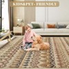Area Rug Washable Low Pile Geometric Printed Floor Cover Non Slip Distressed Indoor Throw Rug Foldable Soft Ultra Thin Farmhouse Carpet - 4 of 4