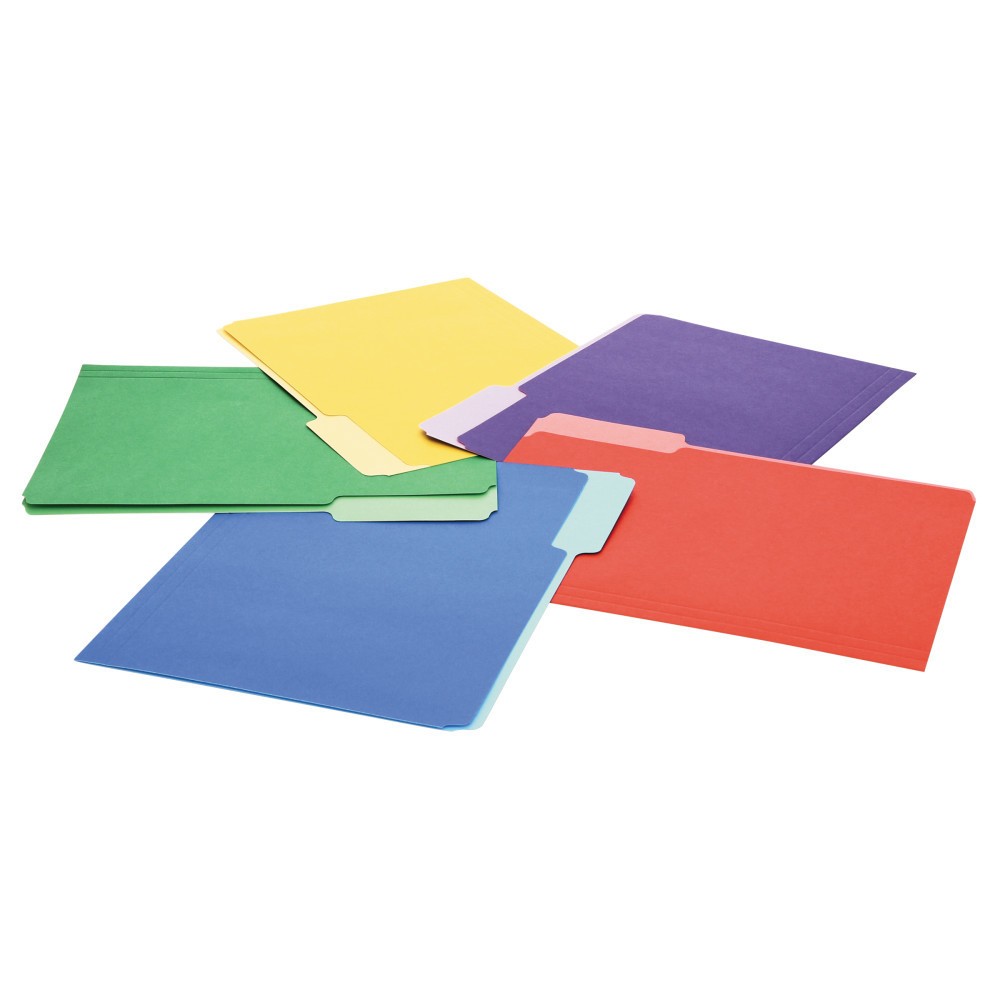 UPC 087547105061 product image for Universal File Folders, 1/3 Cut Single-Ply Top Tab, Letter, Assorted, 100/Box, M | upcitemdb.com