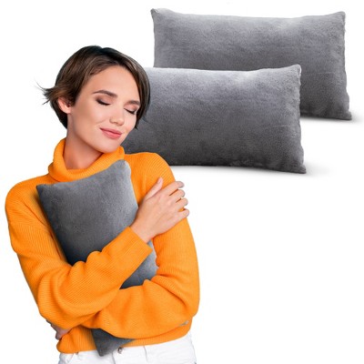 Gray Arctic Velvet and Microfleece Throw Pillow Set