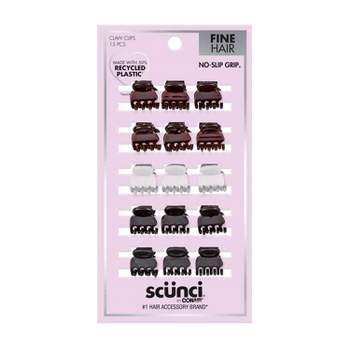 scünci No-Slip Grip Recycled  Mini Claw Clips - Mixed Finish - Black/Brown/Clear - Fine Hair - 15pk