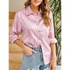 Leopard Stain Button Down Shirts for Women Roll Up Long Sleeve V Neck Casual Work Shirts - 4 of 4
