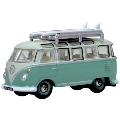 Volkswagen T1 Samba Bus RHD Green Two-Tone with Surfboards on Roof Rack 1/148 (N) Scale Diecast Model Car by Oxford Diecast