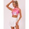 Allegra K Women's Metallic Crop Shiny Sleeveless Holographic Party Tank Tops - 3 of 4
