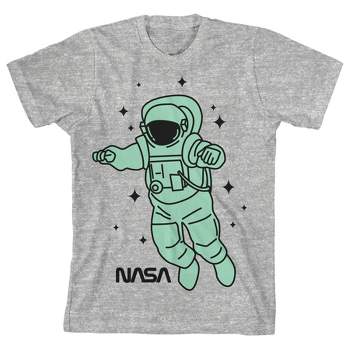 NASA Green Astronaut in Space Youth Athletic Heather Gray Tee