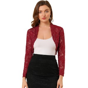 INSPIRE CHIC Women's Elegant Sheer Floral Lace Crop Bolero Shrug - 1 of 4