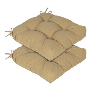 Aoodor 19x19x5 Inch Tufted Outdoor Chair Cushions, Water and Fade Resistant Polyester Dining Chair Pads with Ties for Patio Furniture, Set of 2 - 1 of 4