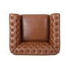 APRILSOUL Light Brown Tufted PU Accent Chair, 39.5in Classic Scroll Arms, Nailhead Trim, Living Room Statement Seat - 4 of 4