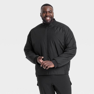 Men's Big Lightweight Insulated Jacket - All In Motion™ Black 3XL: Recycled Polyester, Wind & Water-Resistant, Ribbed Cuffs