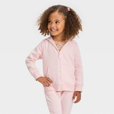 Toddler Girls' Fleece Zip-up Sweatshirt - Cat & Jack™ Pink 18m : Target