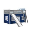 Max & Lily Twin over Twin Low Bunk Bed with Slide and Curtain for Kids - 2 of 4