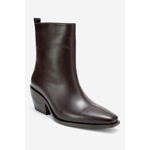 Lexia - Brown Leather Western Boot (Women) brown leather 9 Forever & Always Shoes US - 1 of 4