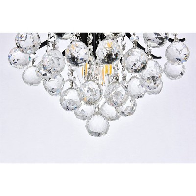 Elegant Toureg 3-Light Black and Crystal Flush Mount Chandelier