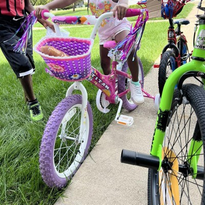  Titan Girl's BMX Bike Flower Power Princess for 5-7 Years  Girls with Training Wheels 16 Inch Toddler Girl Bike Kids Bicycle with  Utility Basket Doll Seat & Streamers - Multicolor 