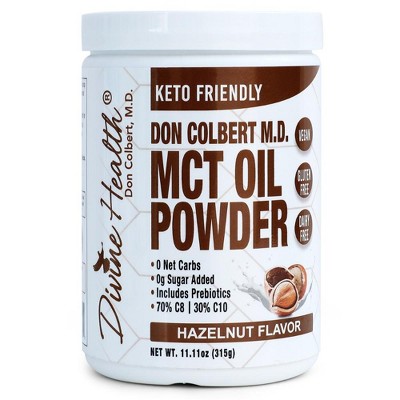 Divine Health MCT Oil Drink Mix Powder - Sugar Free Hazelnut Flavor - 11.11 oz