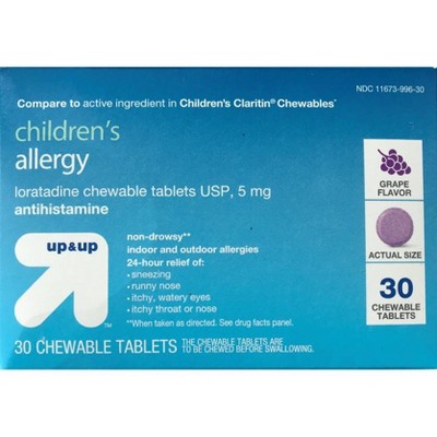 Children's Dye-Free Loratadine Allergy Relief Chewable Tablets - Grape - 30ct - up & up™