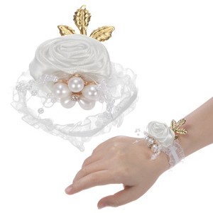 Unique Bargains Wrist Corsage Artificial Flower Elastic Band Fabric Wrist Corsage Bracelet - 1 of 4