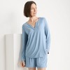 Lands' End Women's Cooling 2 Piece Pajama Set - Long Sleeve Flowy Shirt and Shorts - 4 of 4