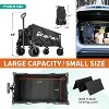 MaseiKar Collapsible Folding Utility Wagon Cart, Adjustable Handle, 400lb Capacity, Black, Outdoor Use - 2 of 4