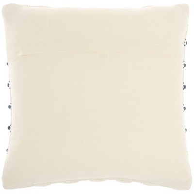 Ivory and Navy Woven Lines and Dots 18" Square Throw Pillow