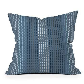 Sheila Wenzel Ganny Zig Zag Stripes Outdoor Throw Pillow Blue/Gray - Deny Designs