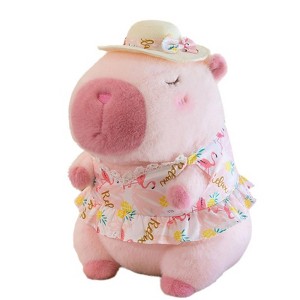 TITQWOP Capybara Plush 12" Pool Party Pink Capybara Stuffed Animal Kawaii Swimsuit Wearing Kawaii Stuffed Animal Plushie Cute Capybara Plush Toy - 1 of 4