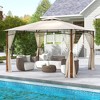 Tangkula 12' x 10' Outdoor Patio Gazebo w/ Netting 2-Tier Canopy Roof Metal Frame - 2 of 4