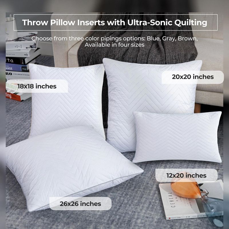 Peace Nest 2-Pack Feather Throw Pillow Inserts Ultrasonic Quilting, 3 of 8
