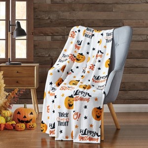 Kate Aurora Halloween Trick Or Treat Happy Pumpkins Ultra Soft & Plush Oversized Accent Throw Blanket - 50 In. W X 70 In. L - 1 of 2