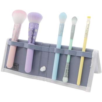 MODA Brush Posh Pastel Total Face 6pc Travel Sized Makeup Brush Flip Kit, Includes Powder, Complexion, and Highlighter Makeup Brushes