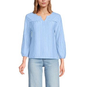 Lands' End Women's 3/4 Sleeve Slub Notch Neck Top - 1 of 3