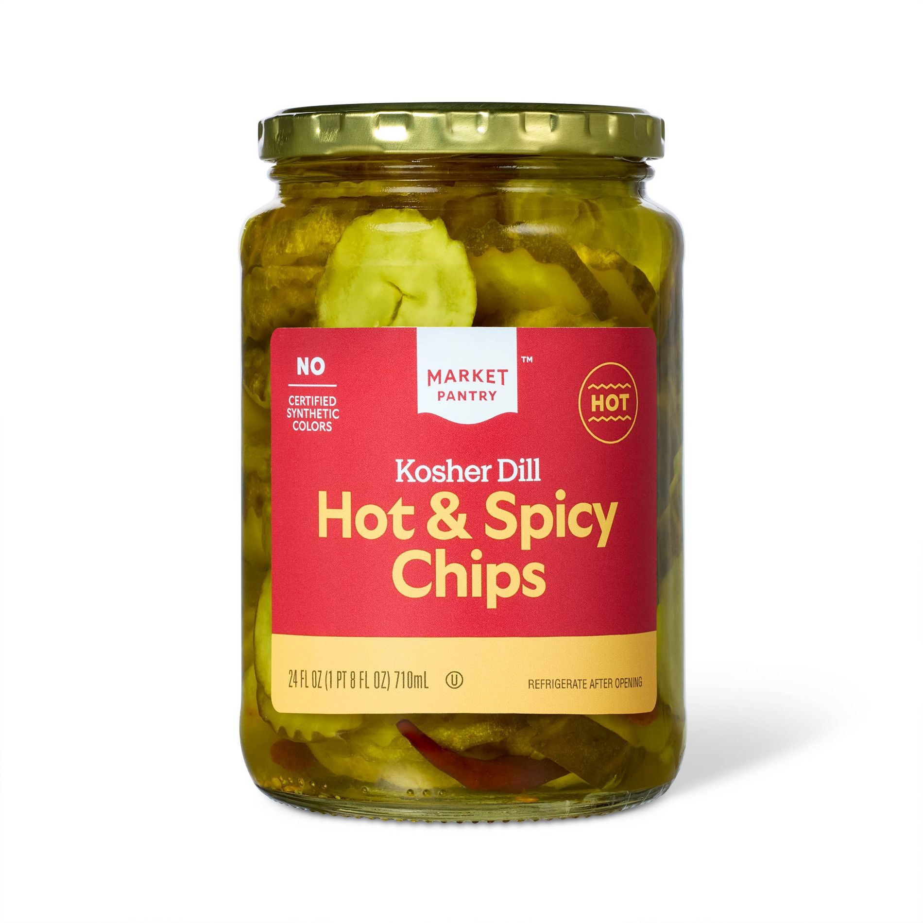 Kosher Dill Hot & Spicy Chips - 24 fl oz - Market Pantry™