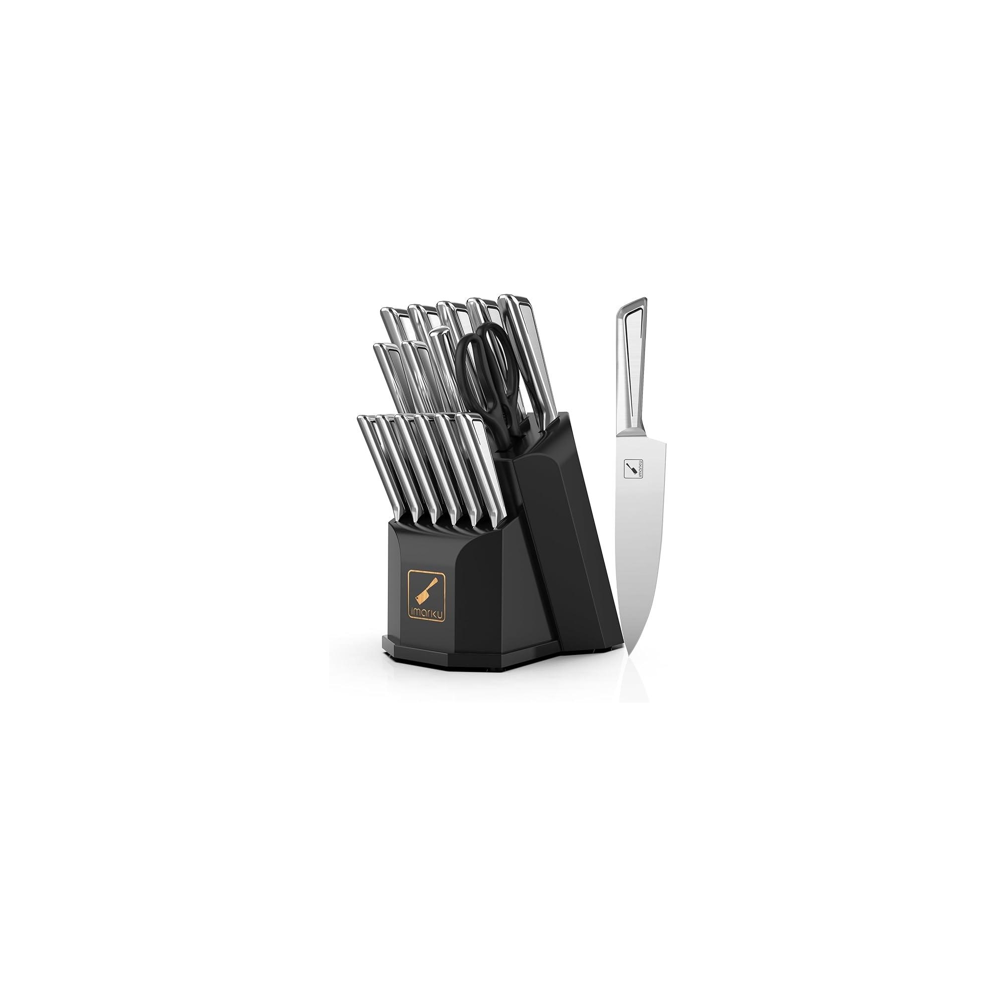 Knife Set, imarku Kitchen Knife Set with Block, 16 Pcs High Carbon Kitchen Knives, Knife Block Set with Sharpener, Dishwasher Safe