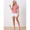 INSPIRE CHIC Women's Vintage Crew Neck Puff Sleeve Casual Plaid Gingham Blouse - 4 of 4