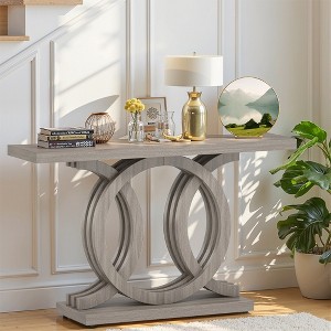 55" Farmhouse Console Table Hallway Sofa Table With Geometric Base - 1 of 4
