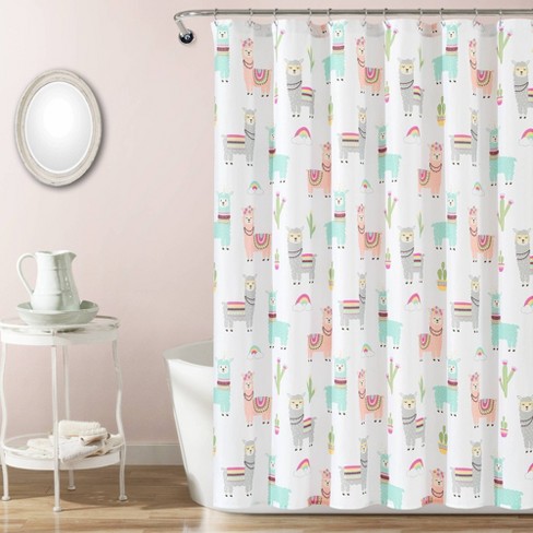 72 X72 Make A Wish Southwest Llama Cactus Shower Curtain Single White Lush Decor Target