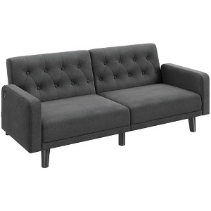 Yaheetech 63in Convertible Futon Sofa Bed with USB Ports for Living Room - 1 of 4