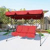Patio Swing Chair With Adjustable Canopy, 3-Person Outdoor Swing Chair, Convertible Canopy Hanging Swings Glider Lounge Chairs - 2 of 4