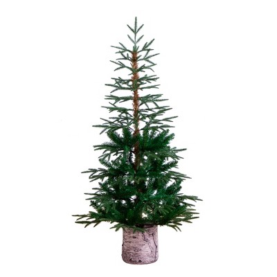 Nearly Natural 5-ft Artificial Woodland Fir Christmas Tree in Decorative Planter