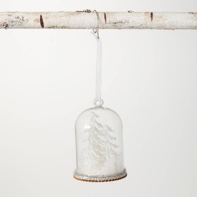 Sullivans Trees In Cloche Glass Ornament 4"H White