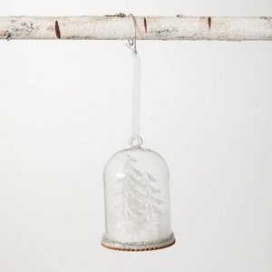 Sullivans Trees In Cloche Glass Ornament 4"H White - 1 of 2